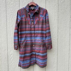 Cattlelac Ranch Coat Dress Womens XL Red Brown Western Aztec Turquoise  Cowgirl